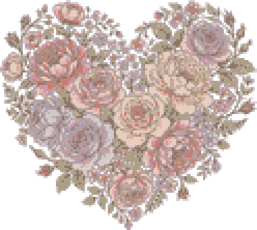 Floral Heart cross stitch pattern